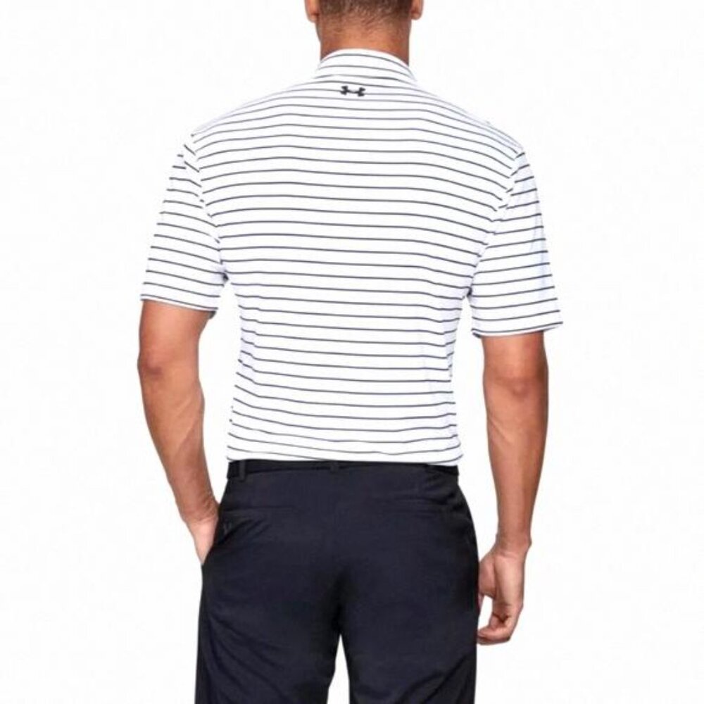 Under Armour UA HeatGear Men’s Playoff Polo Golf White 124 1327037 Shirt Striped - Picture 2 of 7